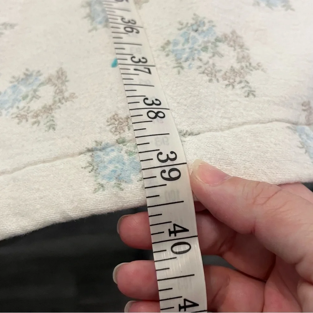 Vintage Baby Quilt‎ Reversible Animal Grid Floral Blue Yarn Tied Nursery Blanket